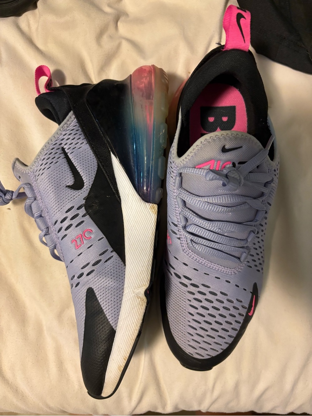 Nike Air Max 270 Womens Lavender Purple and Rainbow Pride Be True Sneakers - Picture 2 of 5